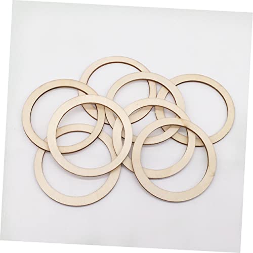 SEWACC 50pcs Natural Wood Frame Wood Decor Rustic Decor Bamboo Hoops for Crafts Flat Wreath Form Wooden Circles DIY Craft Decor Ring Dreamcatcher SEWACC