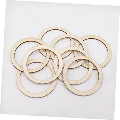 SEWACC 50pcs Natural Wood Frame Wood Decor Rustic Decor Bamboo Hoops for Crafts Flat Wreath Form Wooden Circles DIY Craft Decor Ring Dreamcatcher