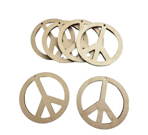 12 pieces of 2" with Hanging Hole Unfinished Wood Cutout Circle Peace Signs Dangle Earring Jewelry Blanks Charms Shape Crafts Made in Texas (2") Texan Wood Crafts