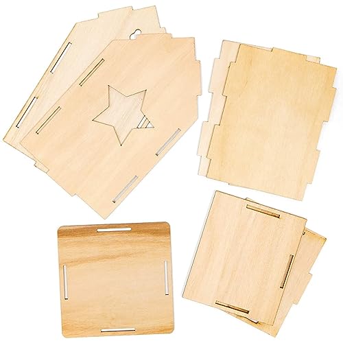 Mini Wood Bird Houses for DIY Crafts (4 Designs, 8 Count) Bright Creations