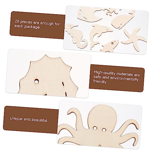 Anneome 28pcs Doodle Marine Wood Chips Unfinished Wood Hanging Wood Ornaments Wood Fish Cutouts Blank Sea Animals Wooden Cutouts Wooden Fish Wooden Anneome
