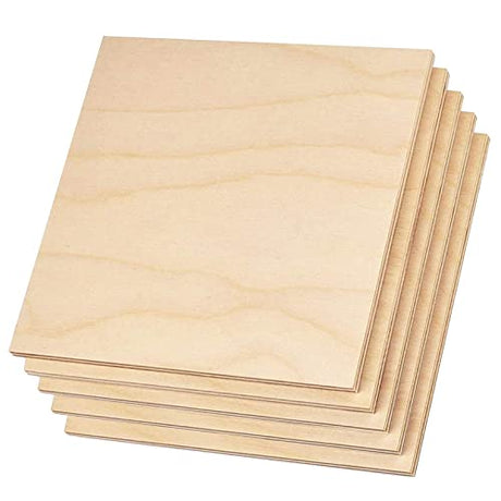 Plywood Sheet Board Squares, A Grade, 12 x 12 inch, 1/4 inch Thick, Pack of 5 Unfinished Wood for Crafts Basswood by Craftiff Craftiff