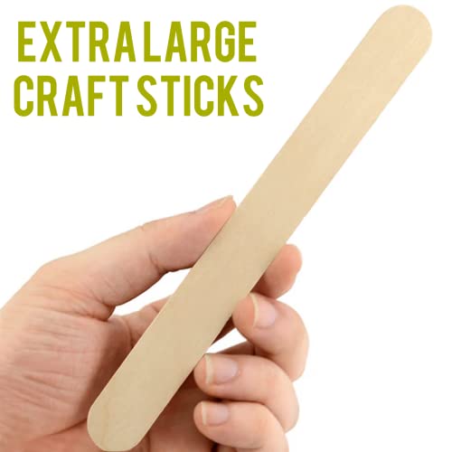 WISYOK 8'' Jumbo Craft Sticks, 60pcs Extra Large Natural Premium Wood, Ice Cream Sticks, Jumbo Sticks, Large Tongue Depressors, Plant Labels, Hair WISYOK