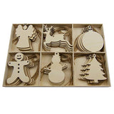 LUOEM 30pcs Wooden Christmas Hanging Ornaments Wood Angel Deer Ball Child Snowman Christmas Tree Cutout Hanging Embellishments Xmas Tree Hanging LUOEM