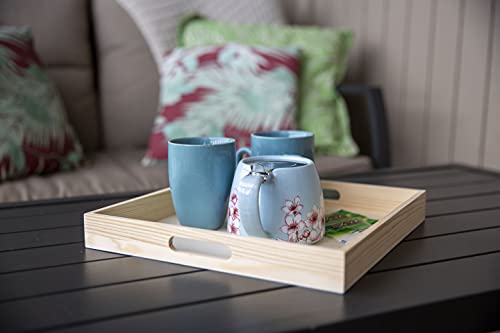 Wooden Living - Wood Tray/Wooden Trays | Square Serving Boxes with Handles - Unfinished & Small | for Montessori Materials, Crafts to Paint, Kids, Wooden Living