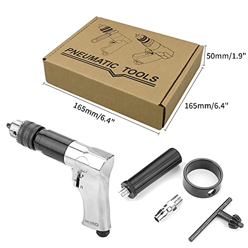 Air Tool Drillpistol Drills, 1/2" Pneumatic Air Drill, 700rpm CW/CCW Handle Type Reversible Variable Speed Drilling Tool Engraving Grinder with Yosoo