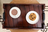 Bamboo Land- Large Wooden Serving Tray, 20”X12’’, Dark Brown, Bamboo Tray, Bamboo Serving Tray, Wooden Trays for Food, Bed Tray Decor, Drink Tray, BAMBOO LAND