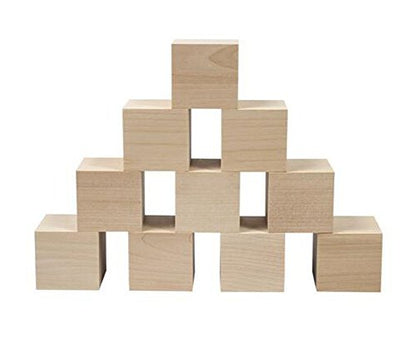 50PCS Blank Wooden Cubes Square Unfinished Wooden Blocks for Crafts and Carving Plain Blank Natural Wood Blocks Puzzle Making Crafts and DIY Projects