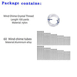 60 Pieces Wind Chime Tubes Parts Supplies String Metal for Crafts DIY Windchime Kits for Adults Kids Arts and Crafts perfsign