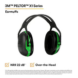3M Peltor X1A Over-the-Head Ear Muffs, Noise Protection, NRR 22 dB, Construction, Manufacturing, Maintenance, Automotive, Woodworking,Green 3M Personal Protective Equipment