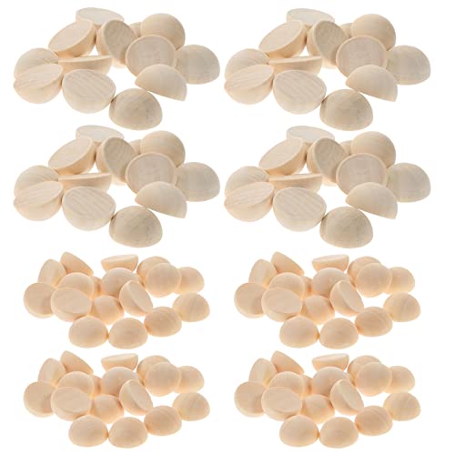Yardwe 200pcs Wooden Hemisphere Unfinished Spacer Beads Half Craft Balls White Spray Paint Wood Unfinished Wood Beads Wood Rings for Crafts Lotus Yardwe