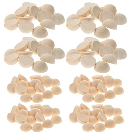 Yardwe 200pcs Wooden Hemisphere Unfinished Spacer Beads Half Craft Balls White Spray Paint Wood Unfinished Wood Beads Wood Rings for Crafts Lotus Yardwe
