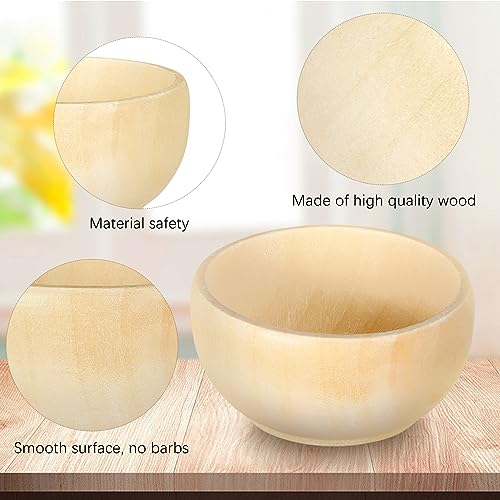 Uiifan Set of 40 Wood Small Bowls Unfinished Wood Sauce Bowl Wooden Mini Round Bowl Serving Craft Bowls Kitchen Condiment Bowls Unpainted Pinch Bowls Uiifan