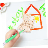 VILLCASE 1 Set Wooden Painting Toy Unfinished Wood Bunny Chips Easter Party Hanging Ornament Blank Wood Bunny Kid Crafts Easter Ornaments Watercolor VILLCASE