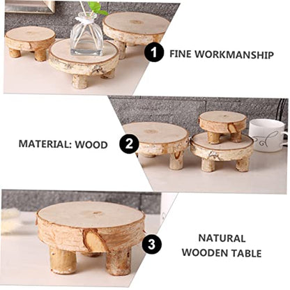 EXCEART 3 Pcs Solid Wood Ornaments Round Wood Cake Stand Cupcake Ornament Wood Tea Light Candle Holders Wood Flower Pot Holder Tiered Tray Wood Slice - WoodArtSupply