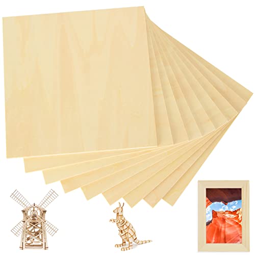 12Pcs 8x8x1/4 Inches Basswood Sheets, Unfinished Basswood Sheets, Plywood Sheet for Arts and Crafts, Painting, Pyrography, Wood Engraving, Wood - WoodArtSupply