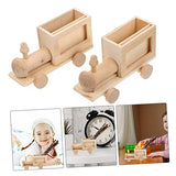 Tofficu 2pcs DIY Train Pen Holder Mini Unfinished Wooden Train Unfinished Wood Dolls DIY Wood Ornaments Small Unfinished Wood Basket Kids Painting Tofficu