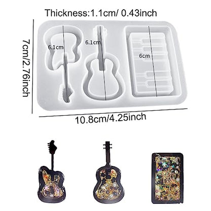 DeryArcle 2pcs Musical Instrument Shape Keychain Resin Mold,Music Note Quicksand Pendant Silicone Molds,Shaker Epoxy Resin Mould for DIY Casting - WoodArtSupply