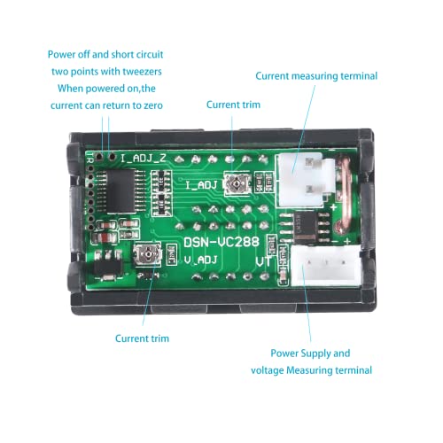 Alinan 6pcs Digital Voltmeter Ammeter DC 100V 10A Amp Voltage Current Volt Amp Meter Tester 3 Bits Dual LED Display Panel(Red-Blue) Amp Volt Alinan