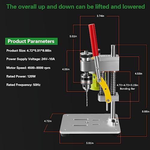 Mini Drill Press, Benchtop Drill Press Adapter for Hand Drill, CNC Small Drill Press 7-Speed Portable Precision Drilling Machine B10 Chuck for DIY - WoodArtSupply