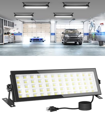 120W LED Shop Light for Garage 1000W Equiv, 10000lm Very Bright LED Work Light, IP66 Waterproof Outdoor Flood Light with Plug, 5000K Daylight White - WoodArtSupply