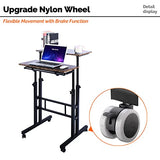 AIZ Double Adjustable Computer Desk Home Office Workstation with Rolling Wheels, Portable Laptop Table for Standing or Sitting, Adults or AIZ