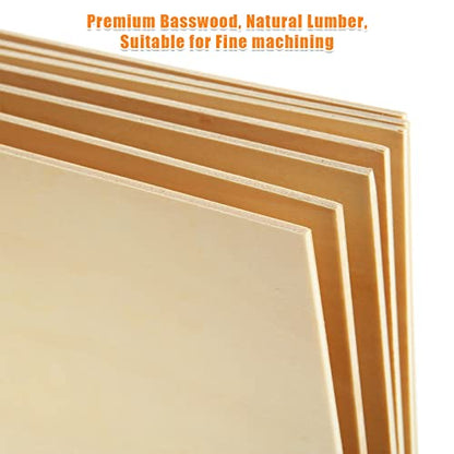 20PCS Basswood Sheets 1/8 x 12 x 12 Inch Plywood 3mm Square Wooden Board for Crafts, Unfinished Wooden Sheets 3mm Basswood for DIY Architectural
