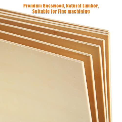 20PCS Basswood Sheets 12x12 Inch Unfinished Square Wood Pieces for Crafting 3mm Plywood Board 1/8" Thin Wooden Sheets Wood Slices Natural Wood Planks - WoodArtSupply