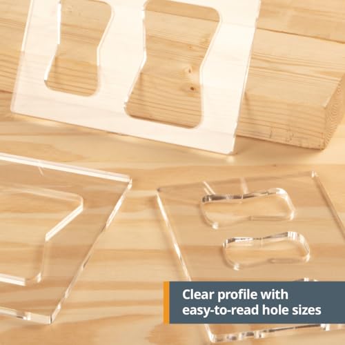 POWERTEC 71356 Clear Acrylic Butterfly Bowtie Router Template for Woodworking, Decorative Wood Router Jig Stencils Inlay Kit for Precise Cuts (7 in 1 POWERTEC