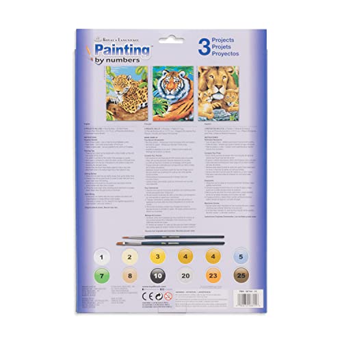 Royal & Langnickel Painting by Numbers Junior Small 3-Piece Art Activity Kit, Jungle Cats Set - WoodArtSupply