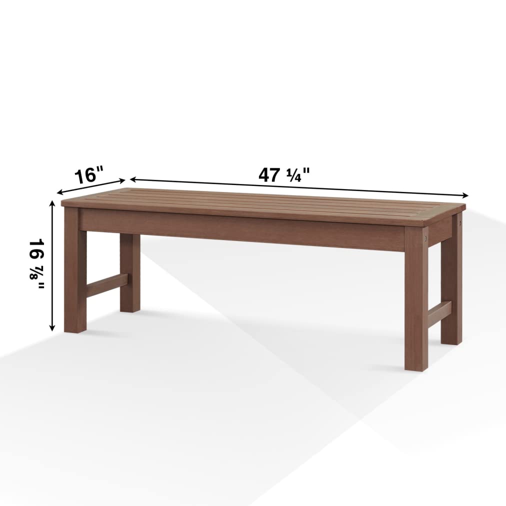 Psilvam Two-Person Weatherproof Backless Garden Bench in Brown - WoodArtSupply