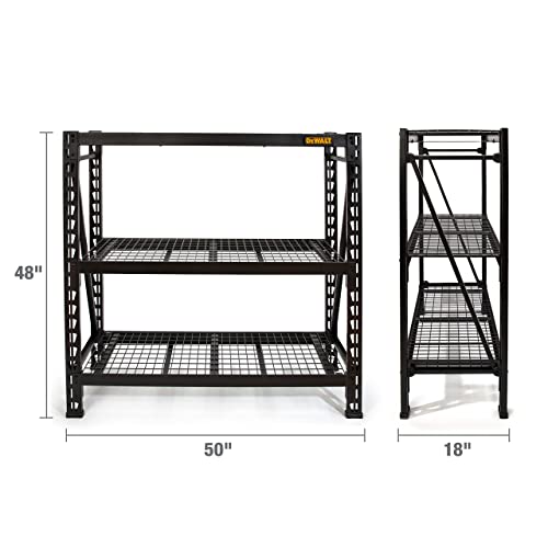 DEWALT 4-Foot Tall, 3 Shelf Steel Wire Deck Industrial Storage Rack, Adjustable for Custom Workshop/Garage Storage Solutions, Total Capacity: 4,500 - WoodArtSupply