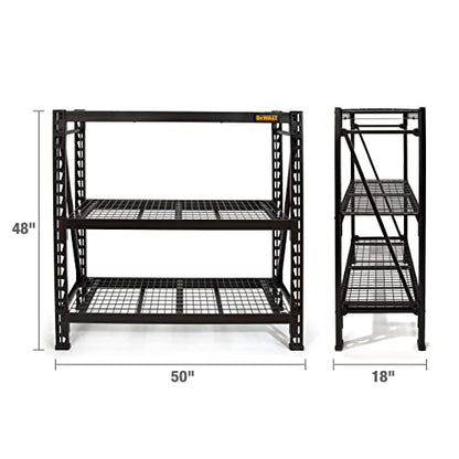 DEWALT 4-Foot Tall, 3 Shelf Steel Wire Deck Industrial Storage Rack, Adjustable for Custom Workshop/Garage Storage Solutions, Total Capacity: 4,500 - WoodArtSupply