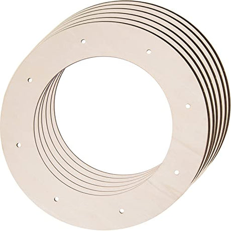 6 Pcs Wooden Wreath Frames for Crafts Unfinished Wooden Craft Floral Hoop Rings DIY Christmas Garland Wood Hanging Decorations for DIY Christmas AWIZOM