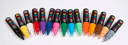 Posca PC-7M Permanent Marker Paint Pens. Broad Bullet Tip for Art & Crafts. Multi Surface Use On Wood Metal Paper Canvas Cardboard Glass Fabric