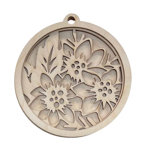 Flower Door Sign 3 Pieces Laser Cut Out Unfinished RND40 The Wood Shape Store