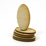 Mylittlewoodshop Pkg of 50 - Oval - 2 inches Tall by 1 inch Wide with 1 2mm Hole and 1/8 inch Thick Unfinished Wood (LC-OVALH1-50) Unique Wood Shapes