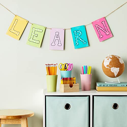 50 Pack Unfinished Wood Plaque Blanks with Jute String for Crafts, DIY Party Banners, Wooden Pennants, Blank Wooden Signs for Crafts, Art Projects Bright Creations