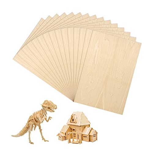 MIAHART 15 Pack 1/12 x 4 x 6 Inch Basswood Sheets, Unfinished Wood Boards Thin Wood Sheets Plywood Board for DIY Project, Crafts, Mini House Building MIAHART