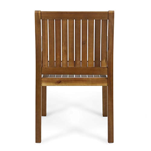 Christopher Knight Home Teague Outdoor Acacia Wood Dining Chairs (Set of 2), Teak Finish - WoodArtSupply