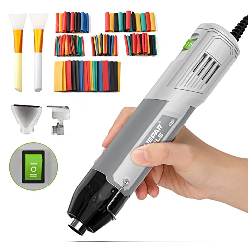 Mini Heat Gun for Crafts, Huepar Tools 446°F/752°F Dual Temp Hot Air Gun Tool for Shrink Wrapping, Embossing, Candle Making, DIY, Including 164PCS - WoodArtSupply