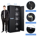 Yizosh Metal Garage Storage Cabinet with 2 Doors and 5 Adjustable Shelves - 71" Steel Lockable File Cabinet,Locking Tool Cabinets for Yizosh