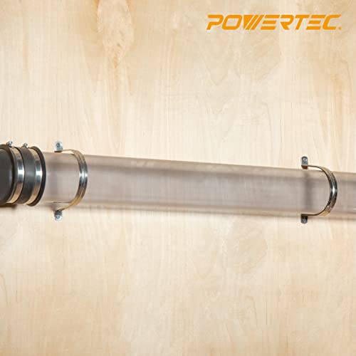 POWERTEC 70272V Clear PVC Pipe 4" x 36" Long, 1PK, Rigid Plastic Tubing for Dust Collection Hose & Fittings POWERTEC