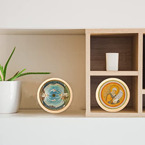 Dorhui 6Pcs Round Wooden Plaques, Unfinished Wood Plaque with Stand Round Wooden Base for Craft Projects and DIY Home Decoration Dorhui