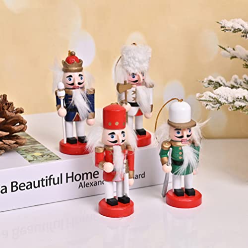 PartyKindom 4pcs Nutcracker Xmas Party Props Xmas Decorations Unfinished Wood Crafts Christmas Soldiers Xmas Style Pendants Xmas Supplies Puppets PartyKindom