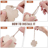 Amosfun Wooden Four-Leaf Clover Ornaments St. Patricks Day DIY Wood Arts and Crafts Shamrock Wooden Hanging Adornments Party Favors Decorations 20PCS Amosfun