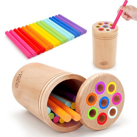 Montessori Toys for 1-3 Year Old: Wooden Learning Color Sorting Toys for Toddlers Age 1 2 3, Fine Motor Developmental Infants Sensory Matching Games, SMALL FISH
