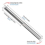 HQMaster CNC Router Bits 1/8 Router Bit Straight Router Bit 1 8 Shank Straight Flute End Mill Cutter 2-Flute Milling Cutting Tungsten Steel 22mm HQMaster