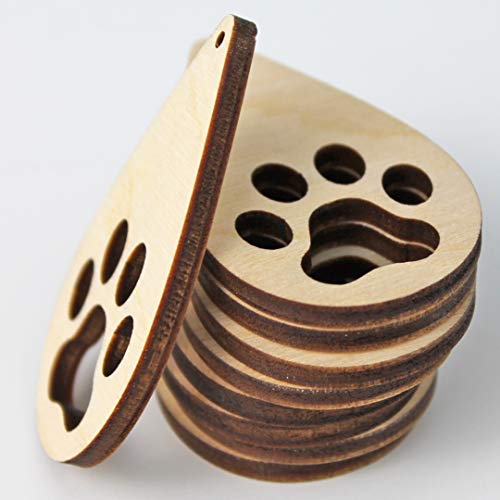 ALL SIZES BULK (12pc to 100pc) Unfinished Wood Wooden Laser Cutout Puppy Dog Paw Prints Teardrop Dangle Earring Jewelry Blanks Charms Shape Crafts Texan Wood Crafts