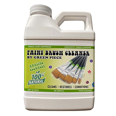 Green Piece® Paint Brush Cleaner and Restorer for Art Paint Brushes - 100% Natural - Non-Toxic - Wet or Dry Paint - No Chemicals - Oil or Acrylic Green Piece